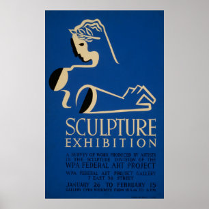 Póster Escultura Ehibición Una Encuesta De WPA Vintage De