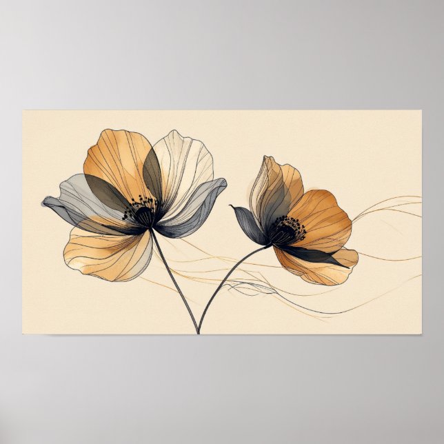 Póster  Escultura elegante en bajo relieve floral blanco  (Frente)