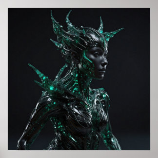 Póster Escultura escultórica 3D de inteligencia artificia