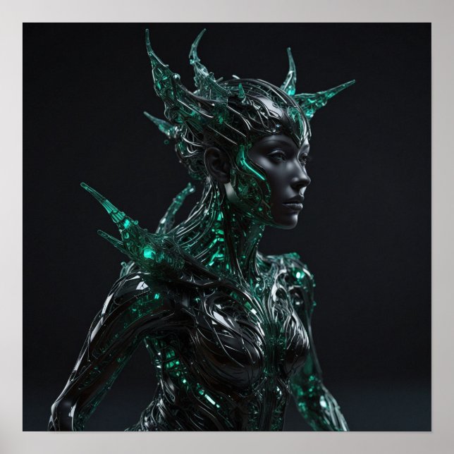 Póster Escultura escultórica 3D de inteligencia artificia (Frente)