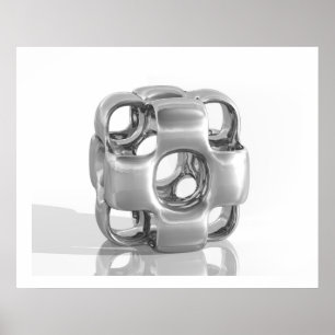 Póster Escultura virtual en aluminio pulido en cubos