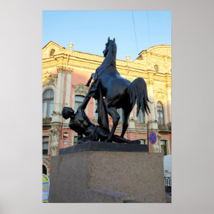 Póster Esculturas en el puente Anichkov en San Petersburg