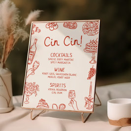 Póster Ese es el menú Amore Red Illustrated Bar