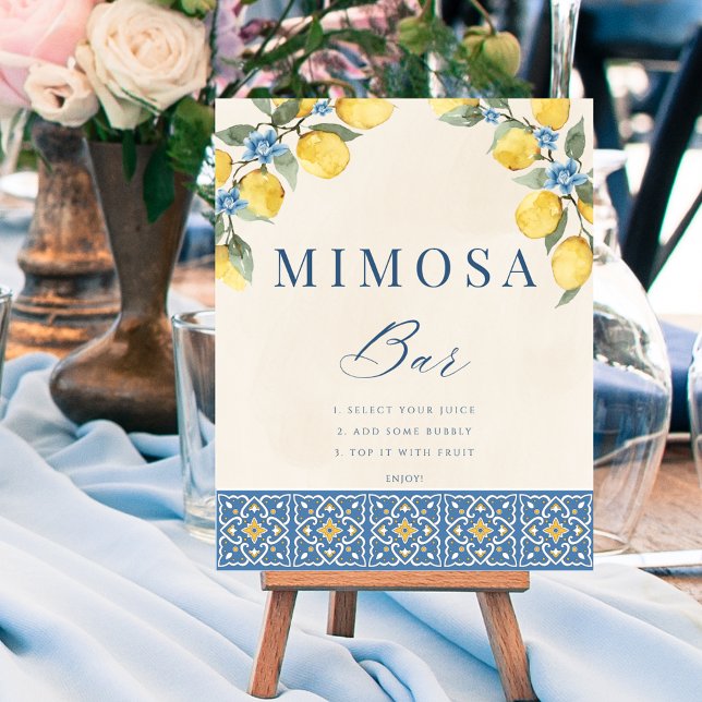 Póster Ese es el Poster de la ducha de limón Mimosa Bar (That's Amore Lemon Bridal Shower Mimosa Bar Poster)