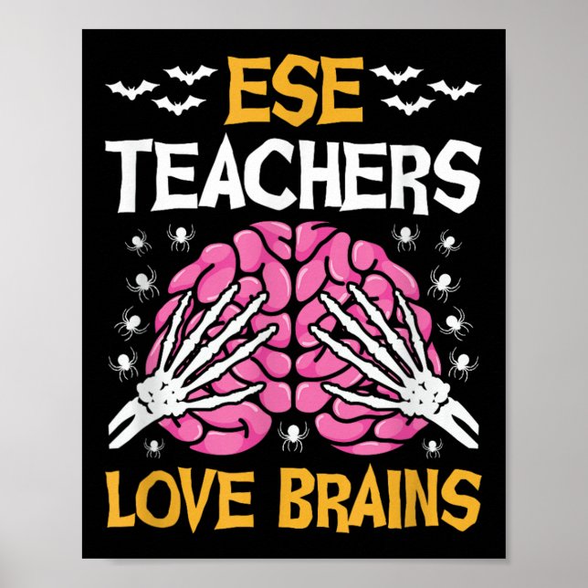 Póster Ese Teacher Love Brains Funny Halloween School  (Frente)