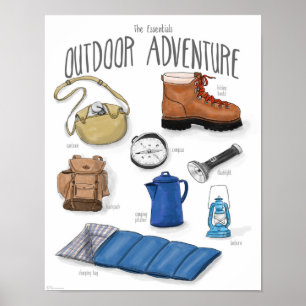 Póster Esencial: Poster que acampa de la aventura al aire