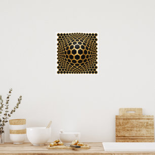 Póster Esfera de Hexágono Dorado