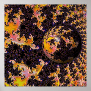Póster Esfera de Tormenta de Fuego Fractal