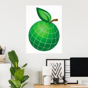 Póster Esfera Eco Globe Fruta Verde Hoja de Tierra