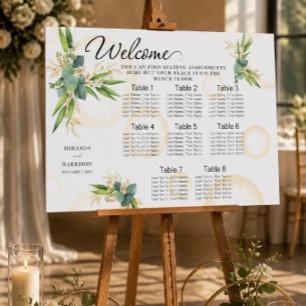 Póster Esferas Doradas y Gráfico de Asientos de Boda Botá