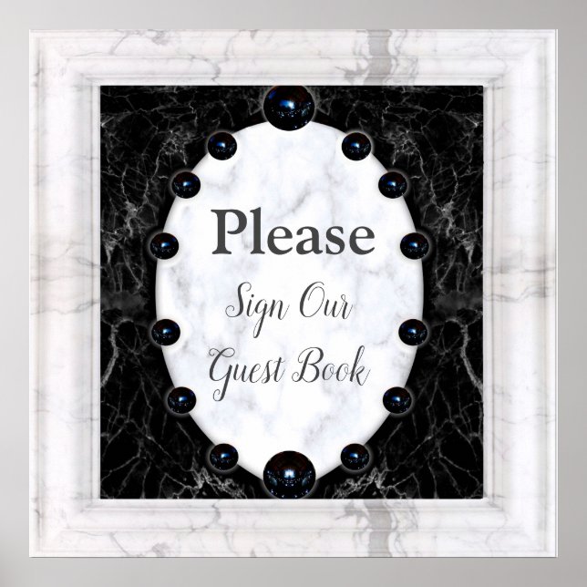 Póster Esferas opulentas de mármol blanco y negro (Frente)