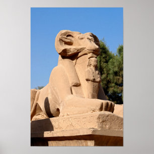 Póster Esfinge con cabeza de carnero en el Templo de Karn