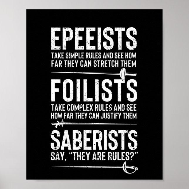 Póster Esgrima de esgrima de esgrima de esgrima de blinda (Frente)