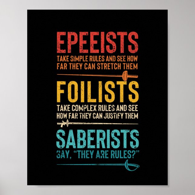 Póster Esgrima divertido Relieve metalizado de epeya de e (Frente)