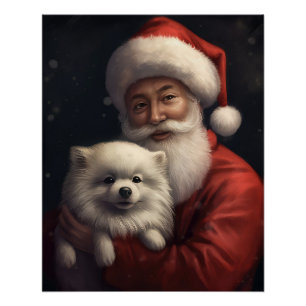 Póster Eskimo Americano con Santa Claus Festivo de Navida