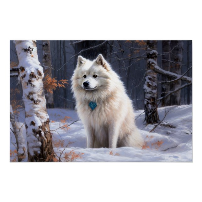 Póster Eskimo Americano Dejad que nieve Navidad (Anverso)
