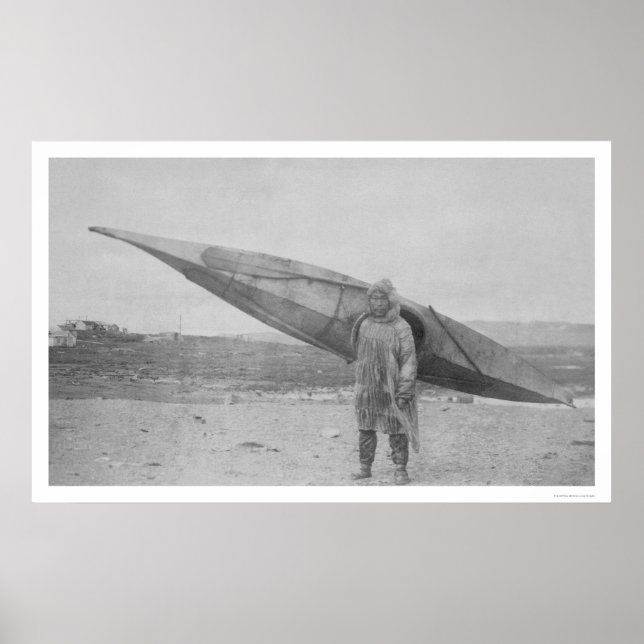Póster Eskimo Caranting Kayak 1909 (Frente)
