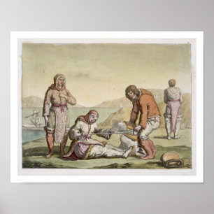 Póster Eskimos, 1817 (grabado de colores)