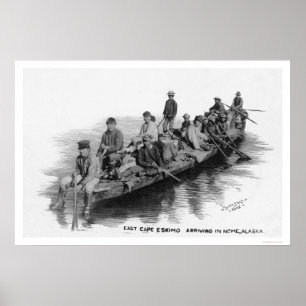 Póster Eskimos de Cabo que llegan a Nome AK 1910