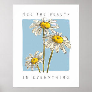Póster Eslogan de belleza de flores de margarita