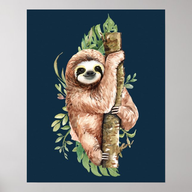 Póster Eslora de acuarela y hojas tropicales (Frente)