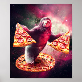 Póster Eslora espacial divertida con pizza
