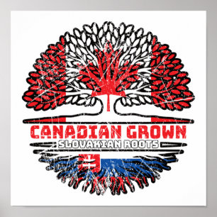 Póster Eslovaquia Bandera de raíces de árbol canadiense c