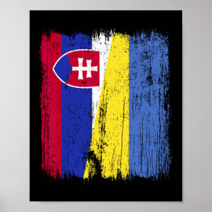 Póster Eslovaquia Ucrania Media Bandera Eslovaca Herencia