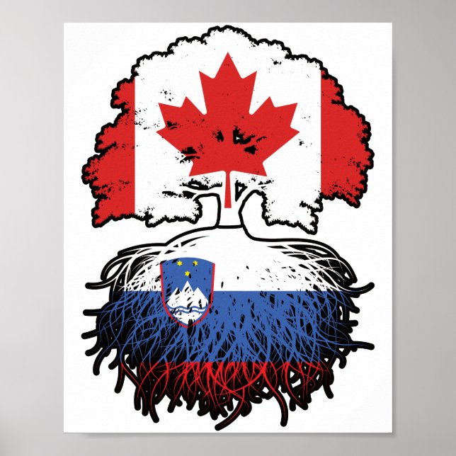 Póster Eslovenia Bandera de raíces eslovenas canadienses  (Frente)