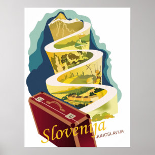 Póster Eslovenia, Yugoslavia, viajes antiguos