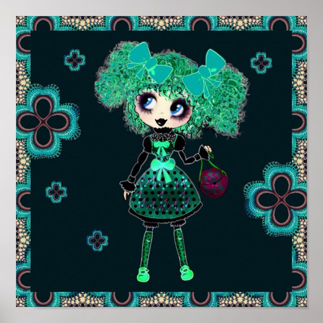 Póster Esmeralda de Lolita gótica y negro (Frente)