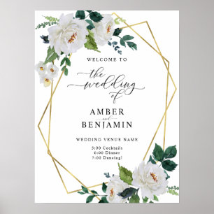 Póster Esmeralda de marfil blanco deja a Boda floral bien