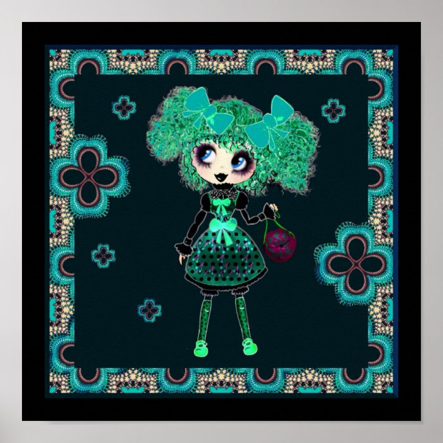 Póster Esmeralda Lolita Pinky, Chica del Gótico Kawaii (Frente)