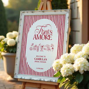 Póster Eso es Amore Bridal Shower dibujado a mano en rojo