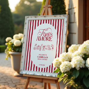 Póster Eso es Amore Bridal Shower dibujado a mano en rojo