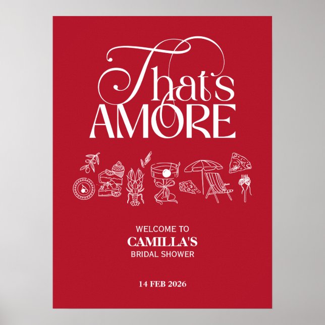 Póster Eso es Amore Fiesta de Despedida de Soltera dibuja (Frente)