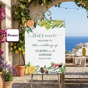 Póster Eso es Amore Italiano Cítrico Bodas Bienvenida