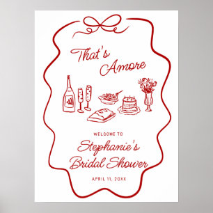 Póster Eso es Amore Marco de Dibujo Rojo Bienvenida