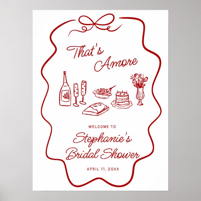 Póster Eso es Amore Marco de Dibujo Rojo Bienvenida  (Frente)