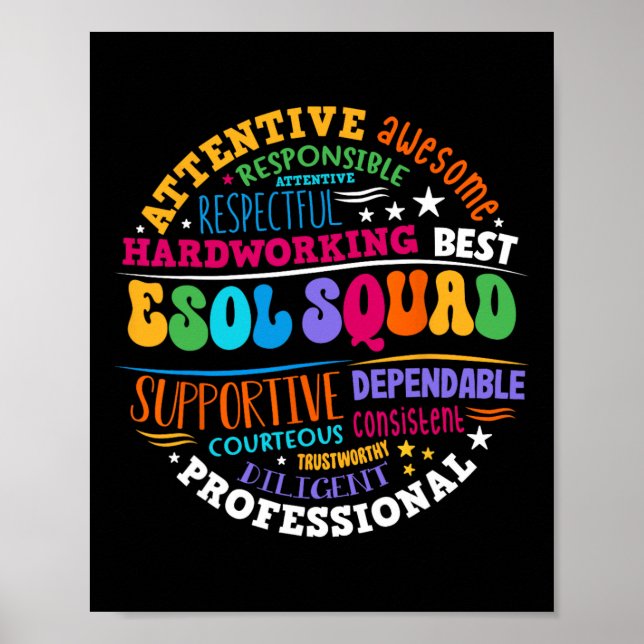 Póster Esol Squad Teachers And Students Team Back To Scho (Frente)