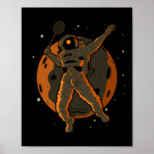 Póster Espaciador espacial Astronauta de Badminton