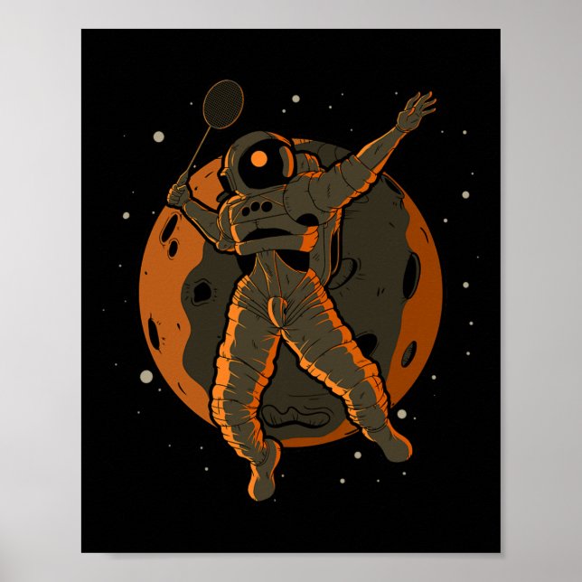 Póster Espaciador espacial Astronauta de Badminton (Frente)