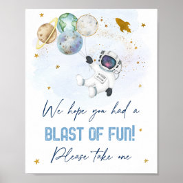 Póster Espacio Astronauta Blue Gold Blast Of Fun Favor Ró