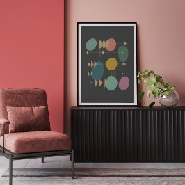 Póster Espacio atómico retro Edad de mediados de siglo mo