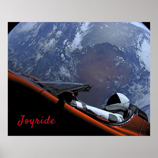 Póster Espacio cósmico Astronauta foto de viaje Hot Rod D (Frente)