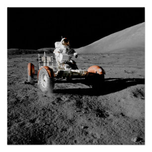 Póster espacio de buggy del astronauta de la luna