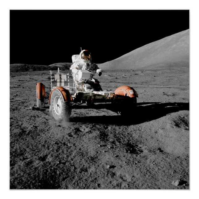 Póster espacio de buggy para el astronauta de la luna (Anverso)