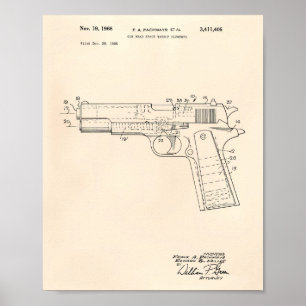 Póster Espacio de cabeza de pistola 1968 Patent Art Old P
