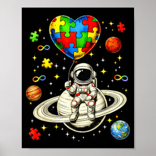 Póster espacio de conciencia del autismo astronauta rompe