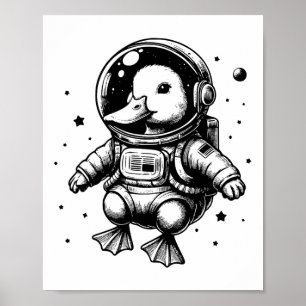 Póster Espacio de mamá de papá pato - Pato astronauta